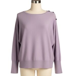 Cable & Gauge Medium Lavender Knit Sweater Copper Button Sleeve Detail Medium
